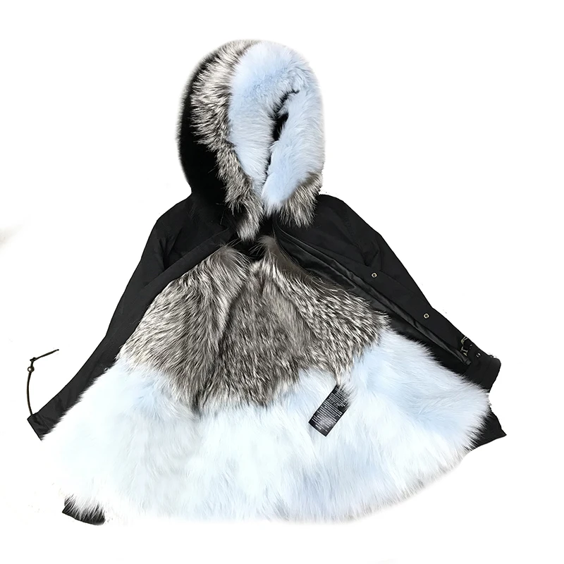 2018 À Hiver Qualité Haute fuchsia Doublure De Manteau Femmes Naturel Parka Renard Amovible Beige Réel Design Capuchon Nouveau Fourrure Avec qzptqrw