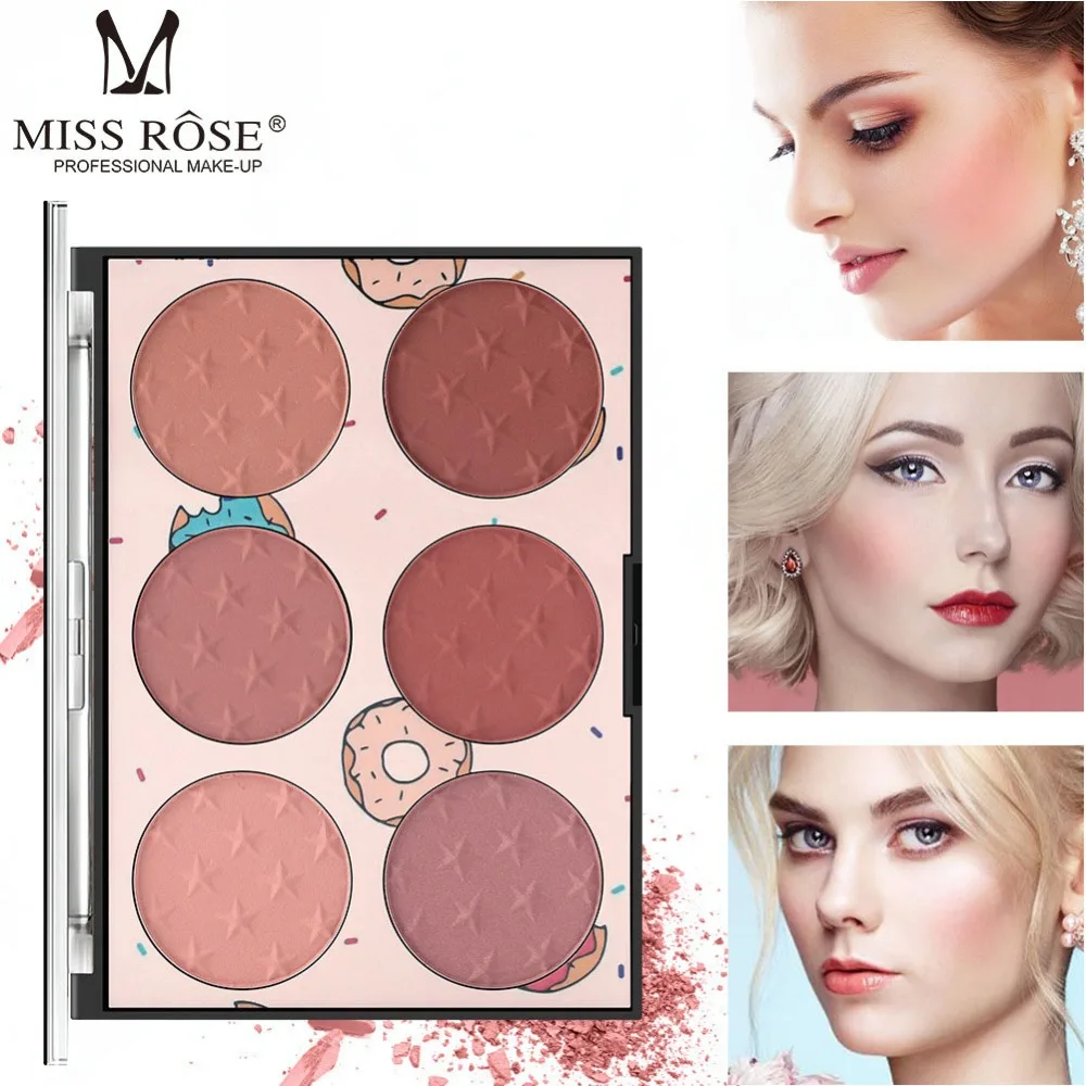 

Blush Palette 6 Colors Powder Miss Rose Blusher Peach Bronze Face Rouge Professional Cheek Bronzer For Faces Baked Highlighter