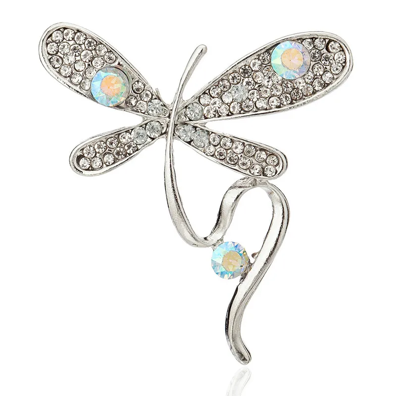 

Crystal Dragonfly Brooches for Women Gold Silver Color Animal Pattern Needle Pins Female Dress Coat Lapel Pins Jewelry Accessory