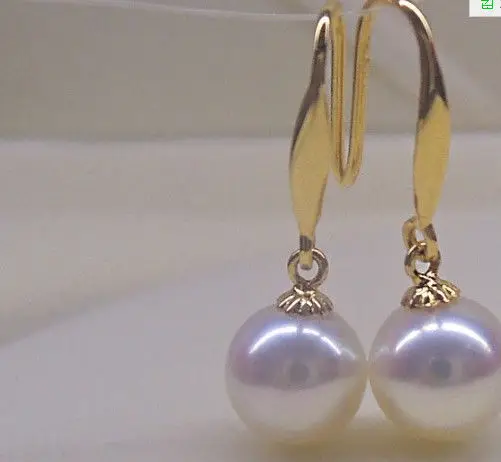 

super luster perfect round 10-11mm south sea white pearl earring 14k