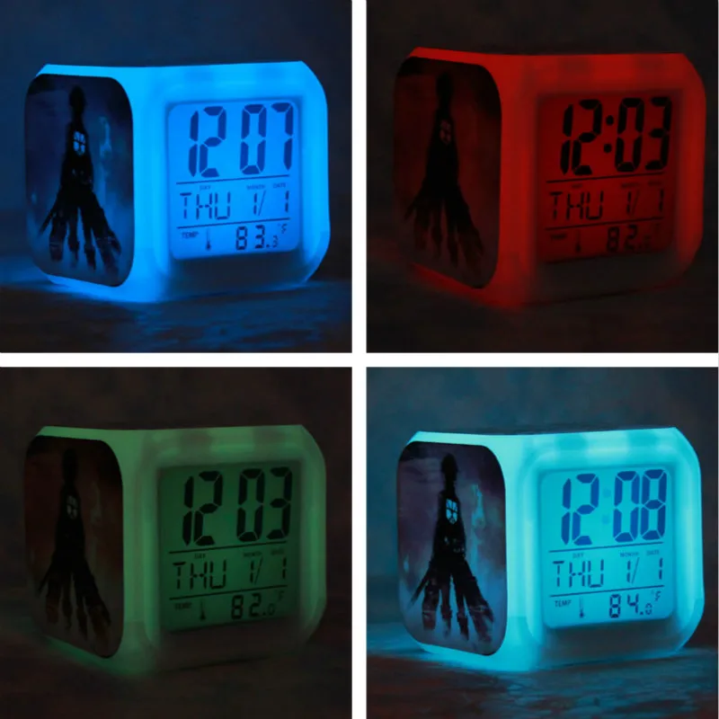 Цельный светодиодный 7 цветов с меняющейся подсветкой Цифровой светящийся термометр с сигнализацией часы лучшие часы для детей