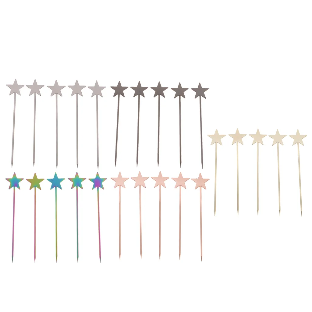 5PCS Steel Fruit Drink Sticks Cocktail Picks for Bar Tools Picks