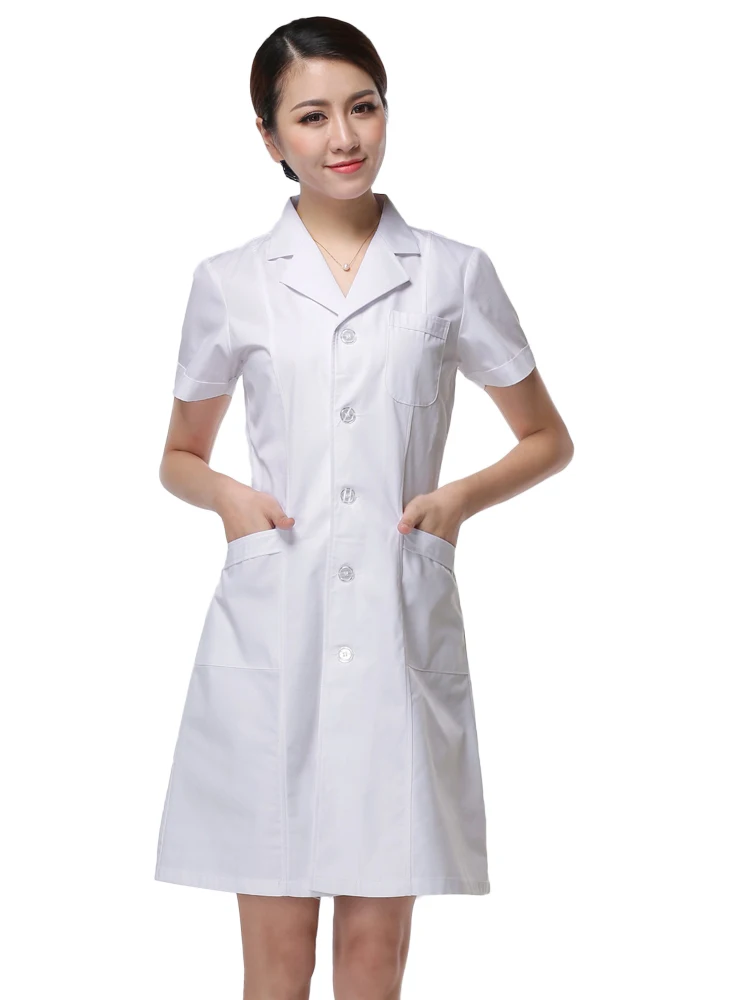 Белое лабораторное пальто с коротким рукавом, медицинская одежда, униформа доктора для женщин/мужчин, медицинская одежда, больничная одежда