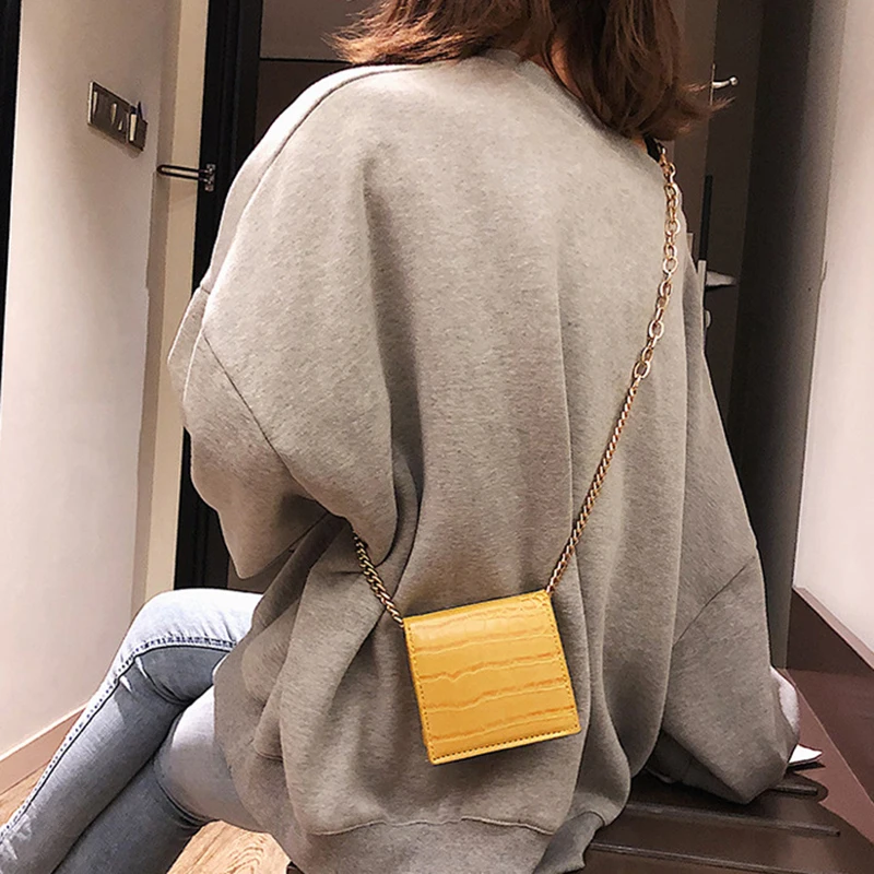 بو الجلود تمساح Crossbody حقيبة للنساء 2019 الإناث مصغرة سلسلة حقائب كتف السيدات صغيرة حقائب و المحافظ أسلوب بسيط بو الجلود تمساح Crossbody حقيبة للنساء 2019 الإناث مصغرة سلسلة حقائب كتف السيدات صغيرة حقائب و المحافظ أسلوب بسيط