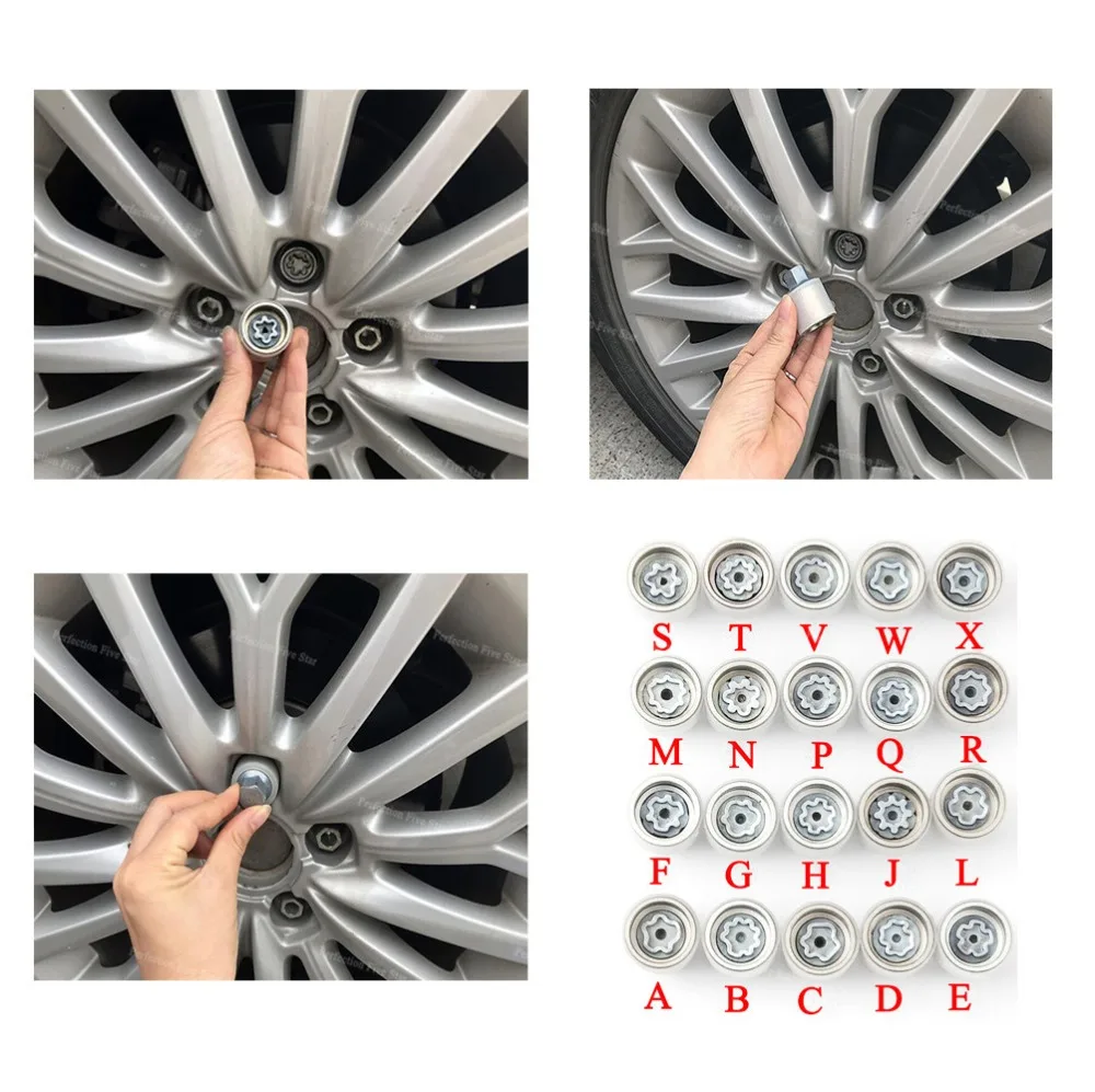 

1Pcs Tire anti-theft screw disassembly tool key sleeve For Audi A1 A5 A3 A4L A6L A7 Q3 Q5 A8 TT R8 "ABCDEFGHJLMNPQRSTVWX"