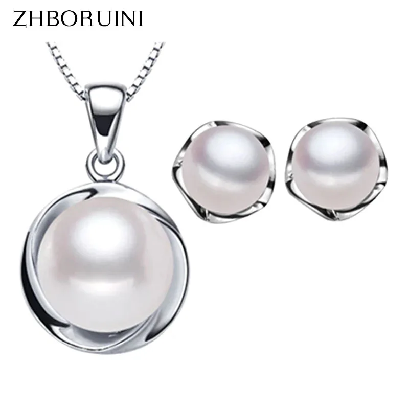 

2016 Fashion Pearl Jewelry Sets 3 Colour Natural Freshwater Pearl Necklace Earrings 925 Sterling Silver Jewelry Set For Women