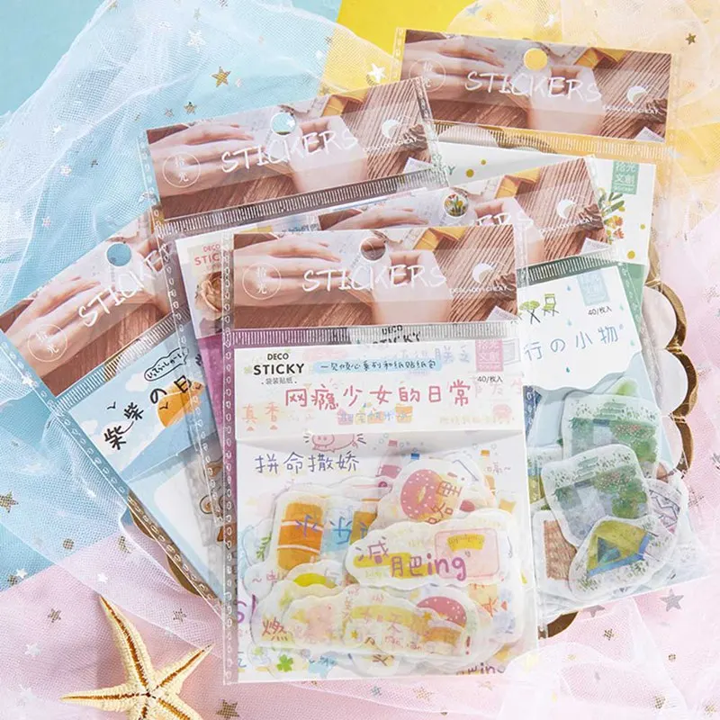 

40 Pcs/Pack Mohamm Kawaii Japanese Decoracion Journal Cute Diary Flower Stickers Scrapbooking Flakes Stationery School Supplies