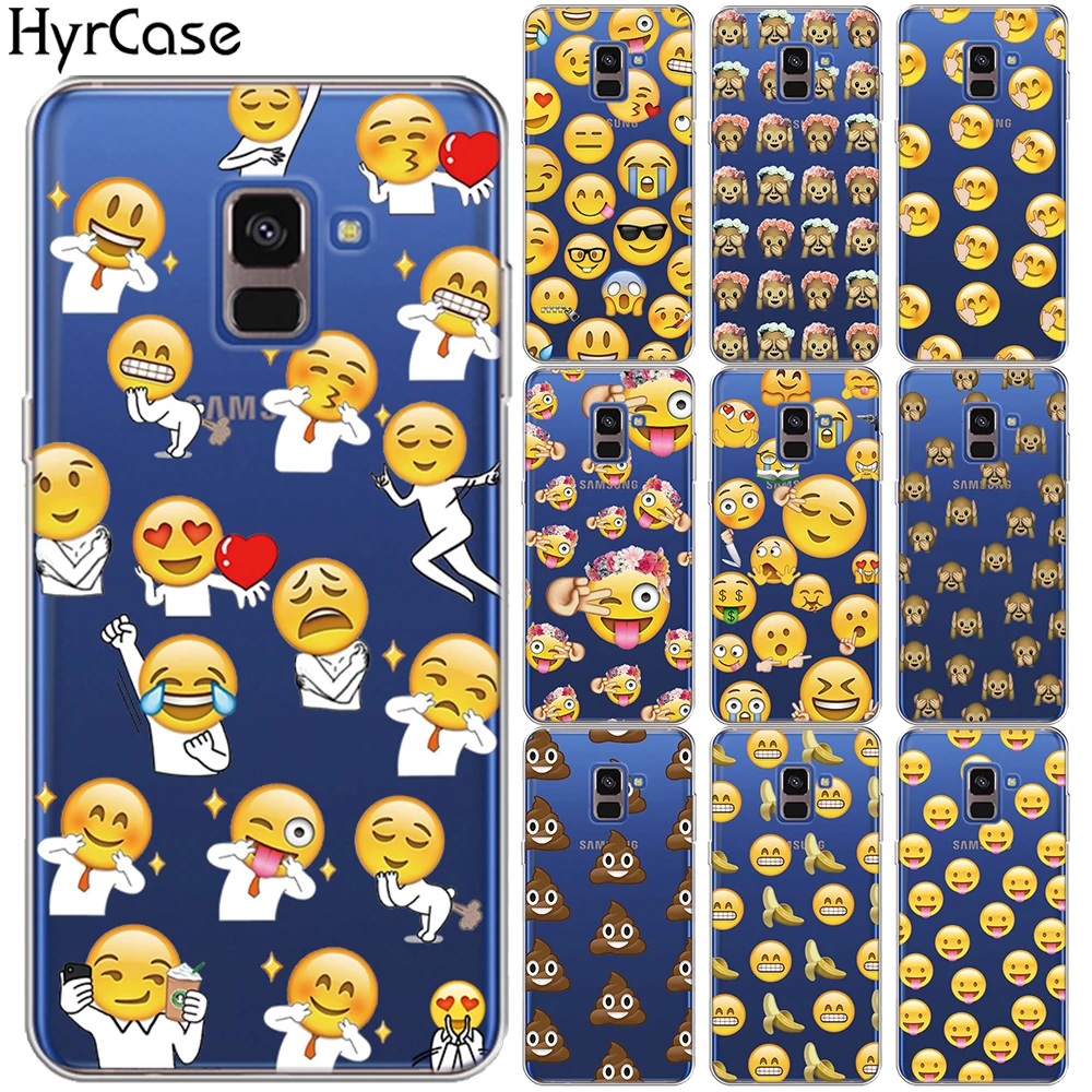 

Funny Cute Emoji Soft TPU Back Cover For Samsung Galaxy A7 A6 A8 Plus 2018 A3 A5 A7 2016 2017 A750 Silicon Cases