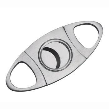 

Smoking Accessories Silver Pocket Double Blades Stainless Steel Cigar Cutter Guillotine Cigar Tool Havana cigar cortador charuto