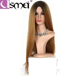 USMEI 30 дюймов Длинные Синтетические парики для женщин волосы блондинка розовый синий черные волосы косплей ombre парик 6 цветов на выбор
