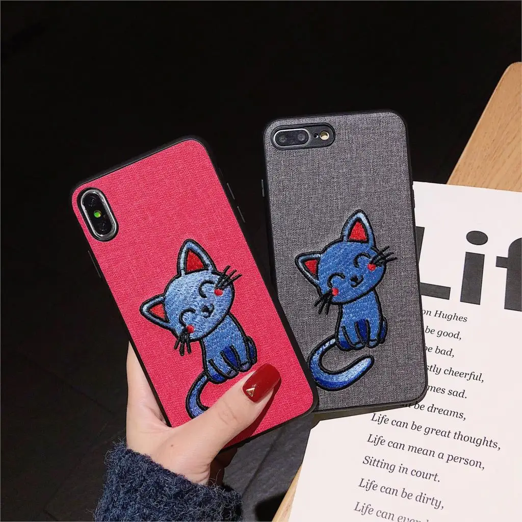 Чехол Beyour для телефона с вышивкой улыбающейся кошкой iPhone 6 6S 8 7 Plus чехол