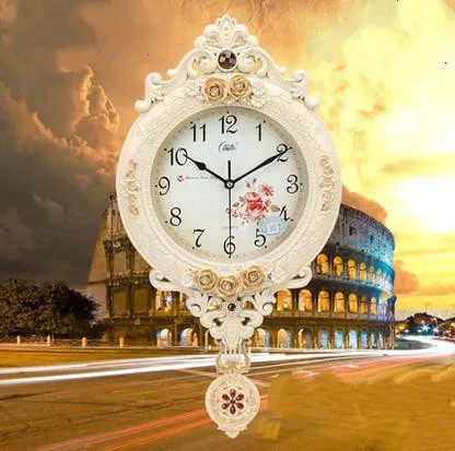  European Retro Style Swing Wall Clock Mute Quartz Living Room Bedroom Wall Clock Fashion Home Decor - 32767652513