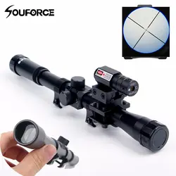 4x20 винтовка оптика область Тактический арбалет Riflescope с Red Dot лазерный прицел и 11 мм рельсовые крепления для 22 Калибр для охотничьего ружья A