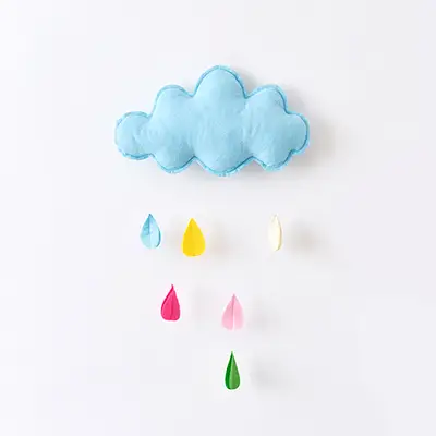 Hanging Mobile Cloud Raindrop Decorations Handmade Soft Wool Felt