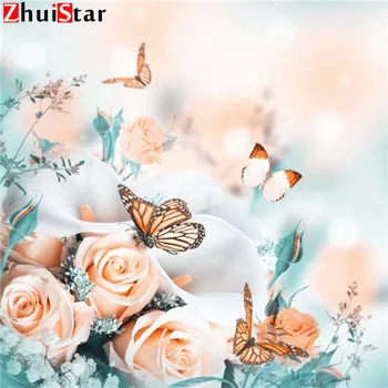

Full square 5D DIY diamond embroidery flower butterfly diamond painting mosaic cross stitch rhinestone home decoration wall ZWQ