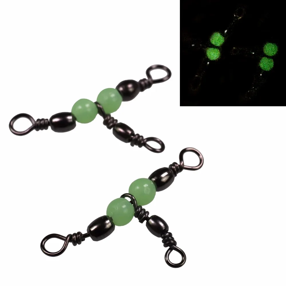Buy 100Pcs 33lb Triple Barrel Swivels With Glow Beads