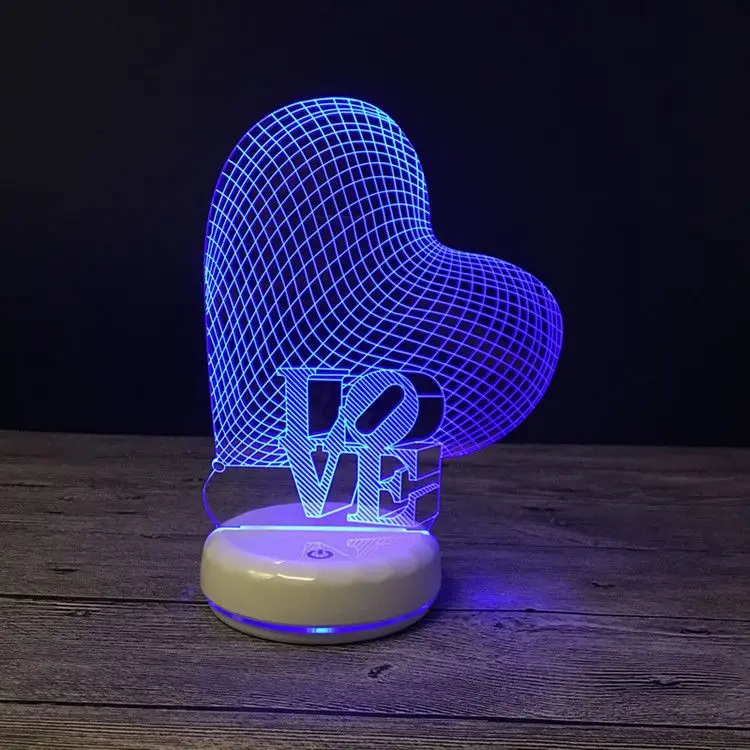 Novelty Heart 3D Night Light Luminaria LED Romantic Lighting Home Decor