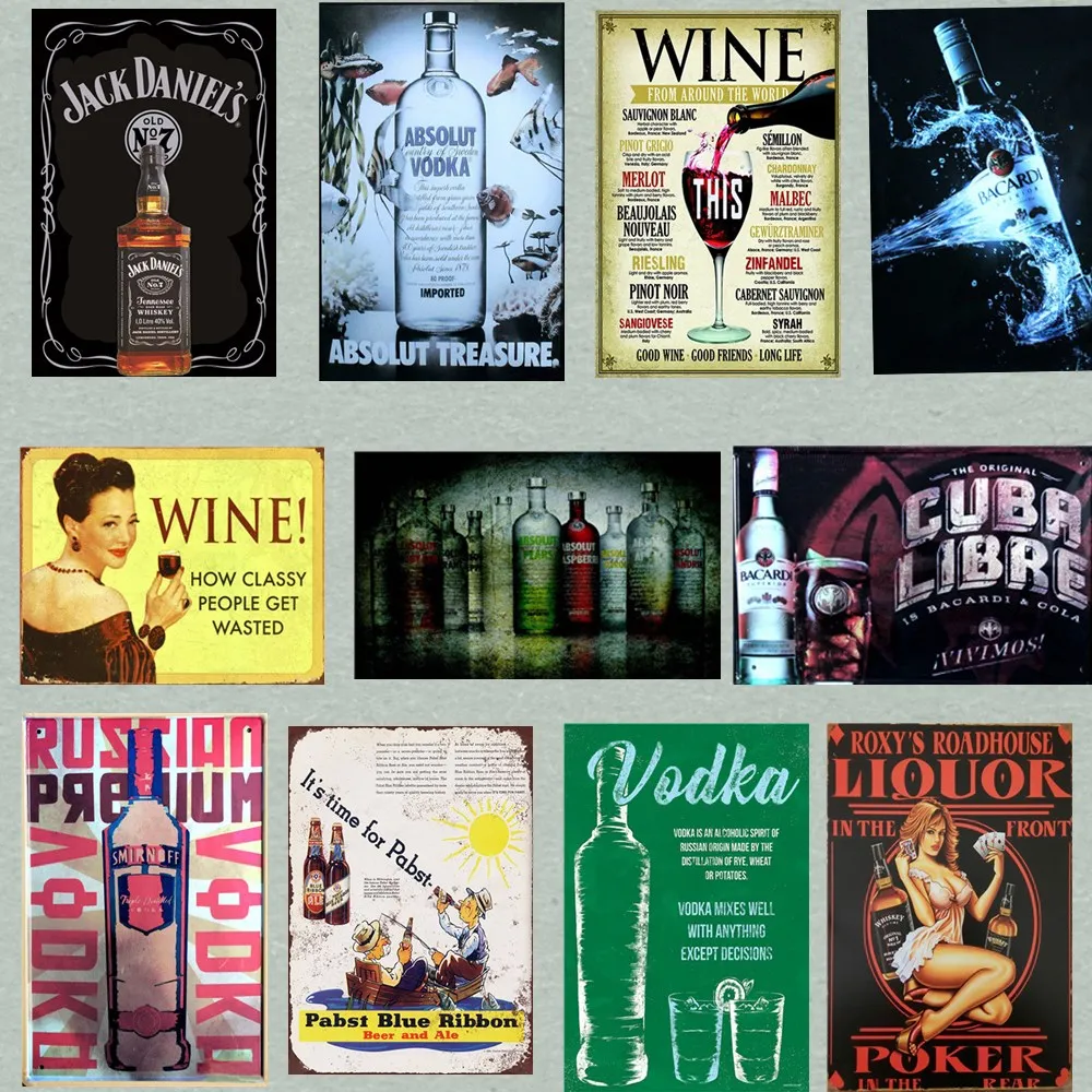 

Drinking Wine Vintage Wall Poster Metal Tin Signs Pub Bar Club Home Decorative Retro Plates Metal Wall Sticker Art Craft 20*30cm