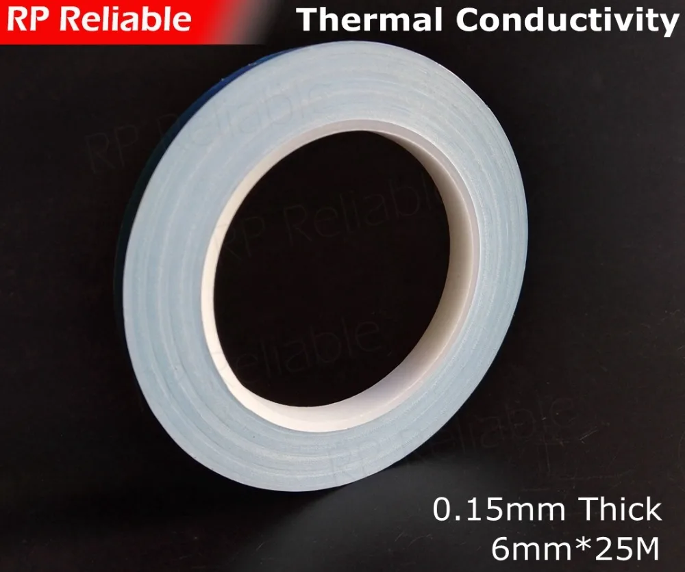 

1x 6mm*20M*0.25mm 2 Sides Sticky Thermally Conductive Tape Glass Fiber Base for PCB LED Module, Heatsink Heat, Cool Device Joint