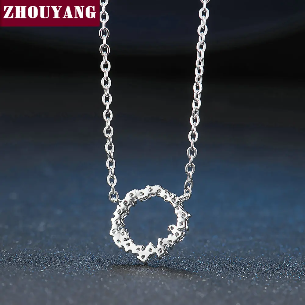 ZHOUYANG Circle of Ocean 925 ожерелье с подвеской из стерлингового серебра пробы Изящные