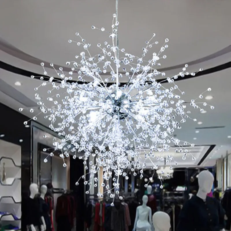 

Modern LED Crystal Chandeliers Dandelion Lighting Firework Sparkle Ball Hanging Lamp lustre Luminaire Light Fixtures