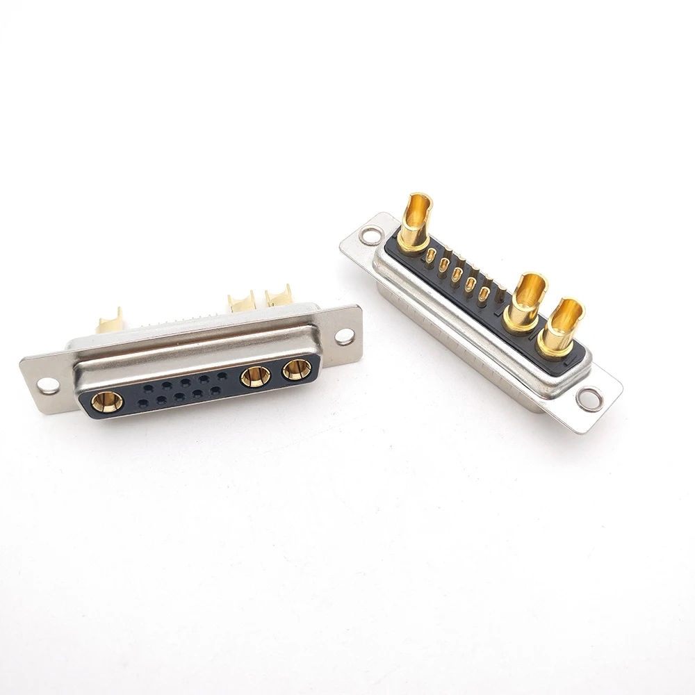 

10PCS Car needle type 13W3 D-SUB Female/Male head welding wire type full gold high current connector