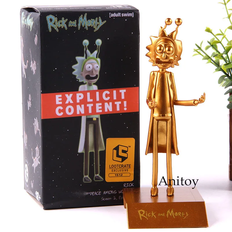 

Cartoon Rick and Morty Figure Action Rick Sanchez Golden Ver. PVC Collection Model Toy Explicit Content! Peace Among Worlds 14.5