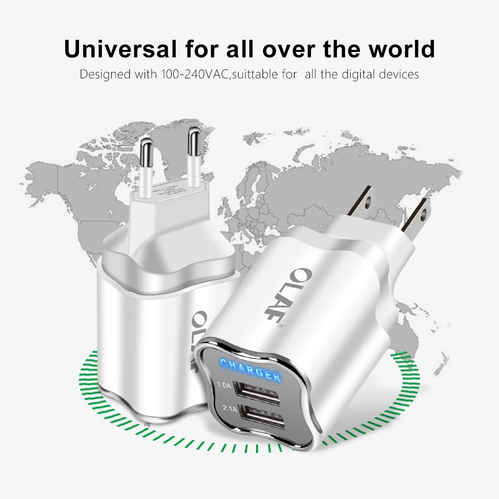 OLAF Dual USB зарядное устройство для мобильного телефона зарядное устройство s адаптер для путешествий настенное зарядное устройство для samsung Xiaomi Tablet Micro USB кабель зарядное устройство Шнур