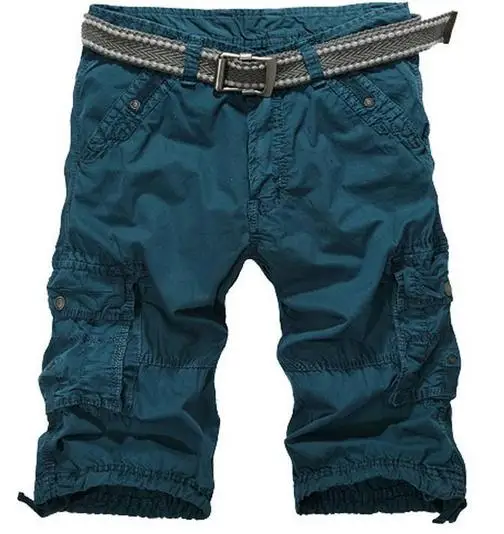 Новинка года летние спортивные рабочие прямые мужские походные хлопковые тренировочные шорты с большим количеством карманов - Цвет: 9627lake blue