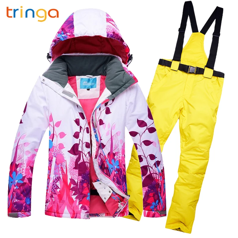 

Ski suit for women thicken waterproof windproof breathable outdoor Moutain Sport jumpsuit winter suit women Printed Sportswear