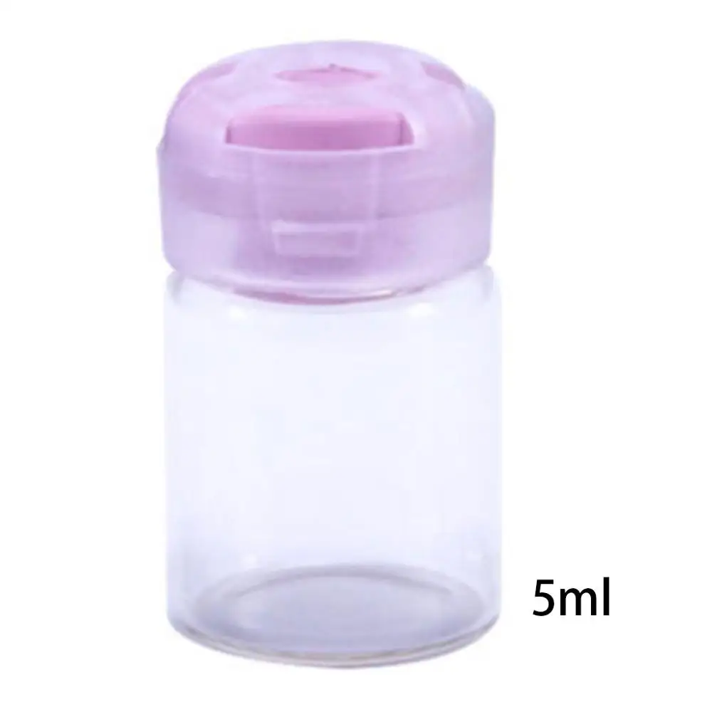 5 мл крышка, пустые флаконы многоразового использования герметичные стерильные сыворотки прозрачные стеклянные флаконы с резиновой пробкой контейнер для эфирного масла - Цвет: Розовый
