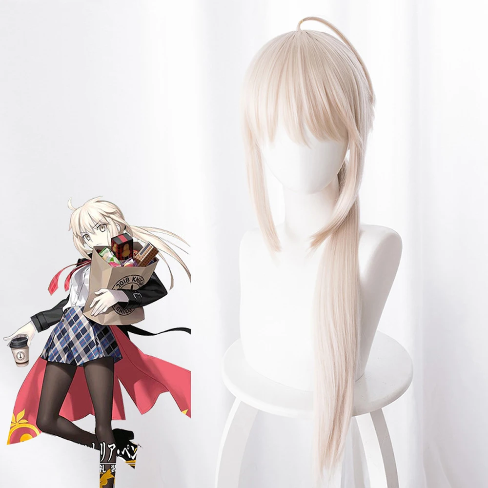 

Fate/Grand Order Okita Souji Cosplay Wig for Women 70cm Long Straight Heat Resistant Synthetic Hair Saber Wig for Costume