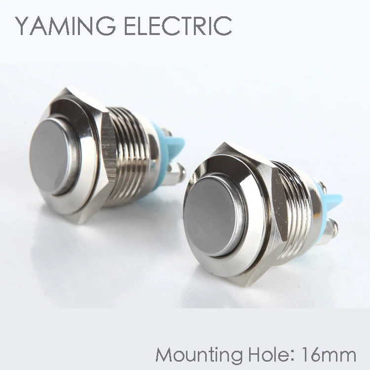 

P3 Momentary push button switch 16mm stainless steel metal circular small size waterproof high round self reset