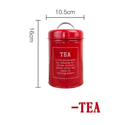 Кухонная герметичная железная коробка для чая, кофе, сахара, банки для хранения, Скандинавия, конфеты, круглая металлическая герметичная банка, контейнер для сухого молока, бутылка - Цвет: Red TEA