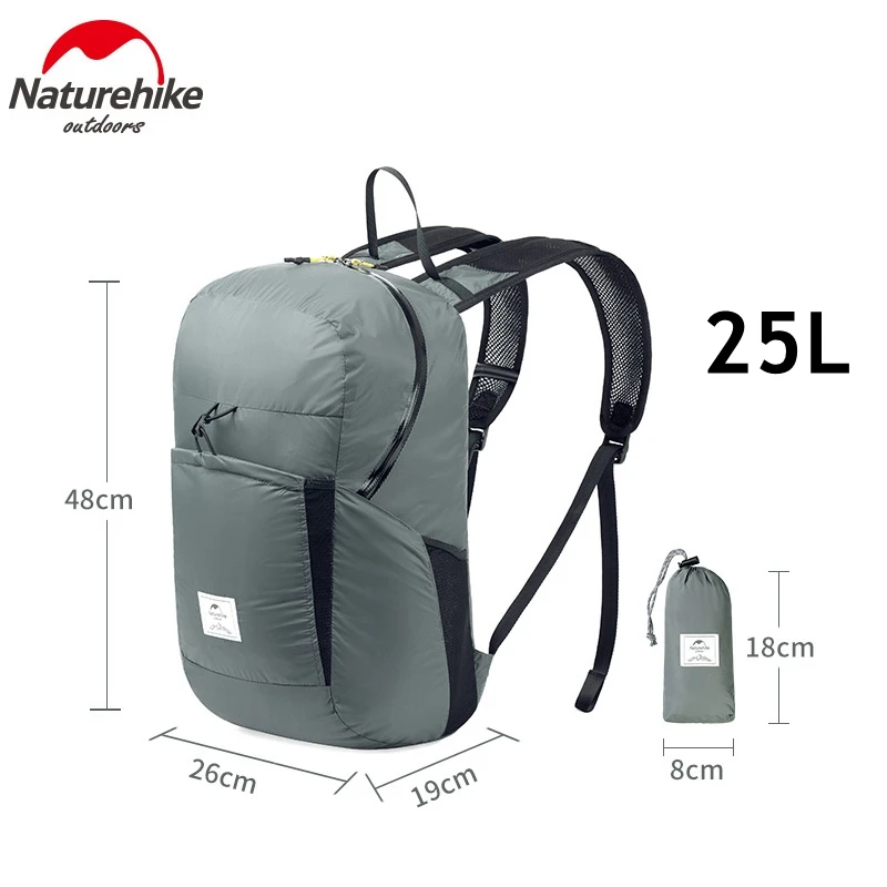 Naturehike 30D нейлоновый водонепроницаемый рюкзак Сверхлегкий плечевой ремень складной рюкзак Открытый Кемпинг спортивные сумки 25L