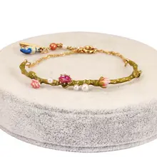 Amybaby дизайнерский эмалированный глазурь голубые синицы любовь птицы розовый бутон женский браслет ювелирные изделия для вечерние