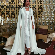 Дубайский мусульманский вечернее платье для девочек; белое платье с блестками кафтан накидка, платье на выпускной в особые случаи арабское, с длинными рукавами, вечернее платье большого размера