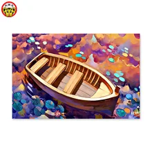 Живописный Озеро Лодка детство мультфильм мечта DIY Цифровая живопись раскраска его картины создание подарки ручной работы