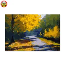 Осенний пейзаж тихий путь цифровая живопись декоративная живопись окрашенная их окраска