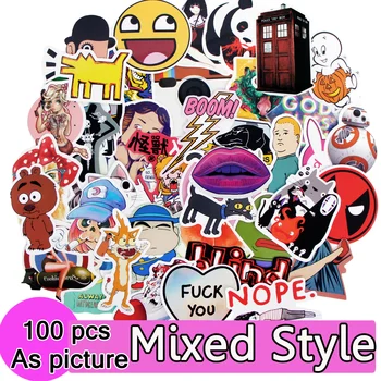 

100 Pcs Mixed Stickers Cool Car Skateboard Luggage Vinyl Decals Laptop Phone Bike Waterproof Toy Creative JDM DIY Sticker