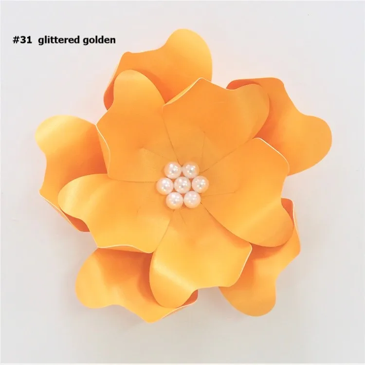 DIY Large Rose Giant Paper Flowers 15CM For Wedding Backdrops Decorations Paper Crafts Baby Nursery Birthday Wall Decor - Цвет: Glittered Golden