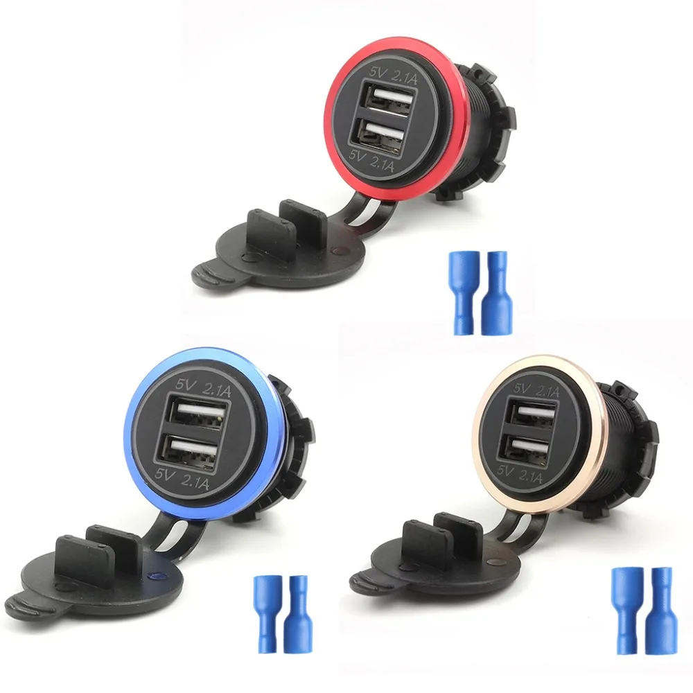 SIV للماء المزدوج USB شاحن سيارة DC 12 V 24 V 5 V 2.A دراجة نارية قارب LED الطاقة محول للجوال هاتف لوحي PC GPS SIV للماء المزدوج USB شاحن سيارة DC 12 V 24 V 5 V 2.A دراجة نارية قارب LED الطاقة محول للجوال هاتف لوحي PC GPS