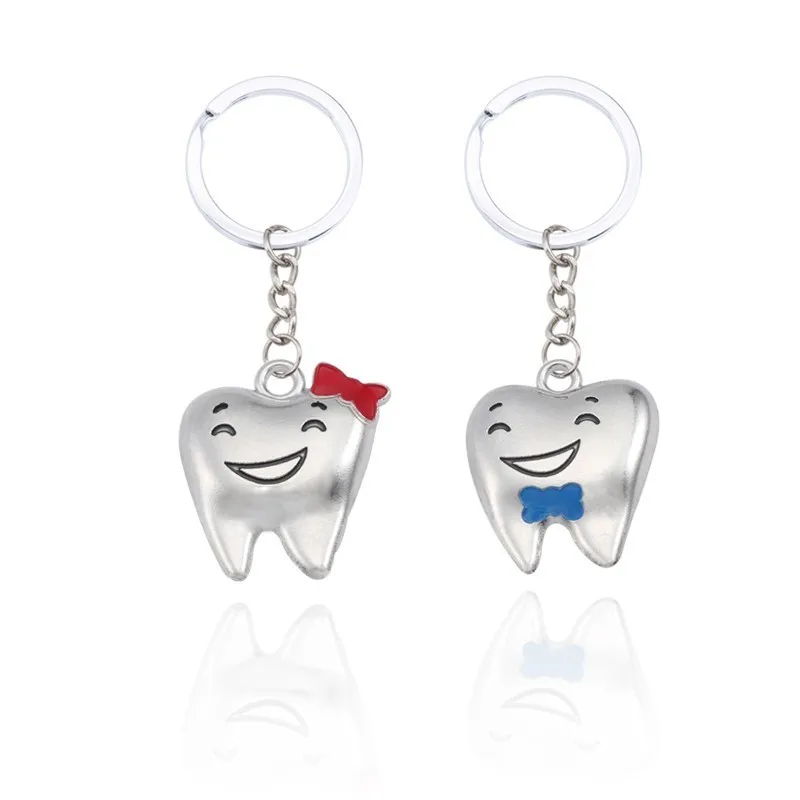 2-Pcs-Cartoon-Couple-Keychain-Cute-Bowknot-Teeth-Tooth-Key-Chain-Dentist-Decoration-Jewelry-For-Doctor