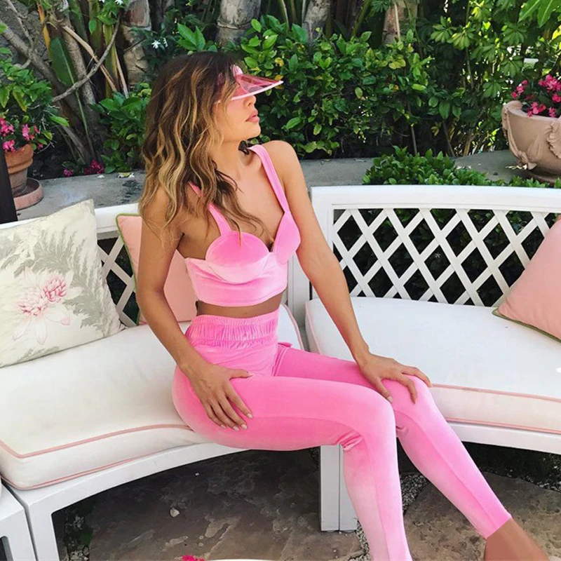 

Velvet Bra Leggings High Waist Sport Suit Women Sportwear Femme Fitness GYM Clothing Ladies Workout Set Sweet Ladies Tracksuit
