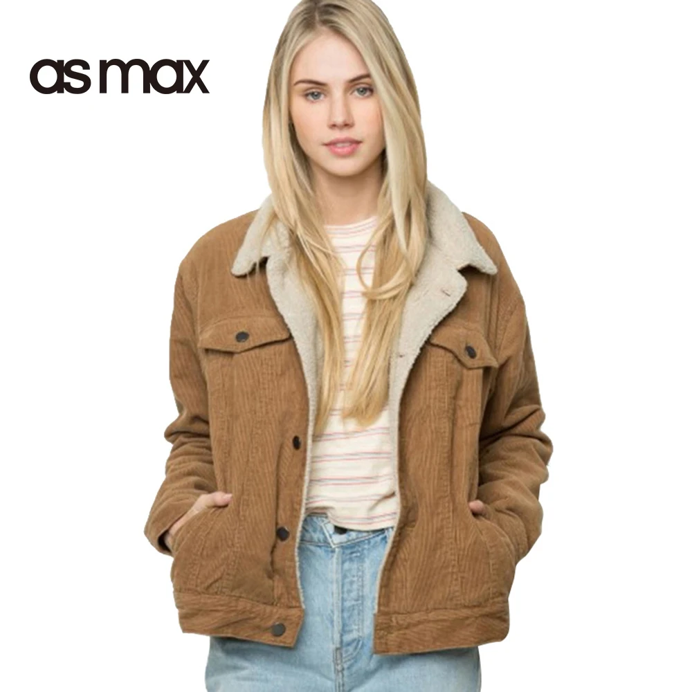 asmax Fashion font b Women b font font b Jacket b font Coat Casual Winter Corduroy