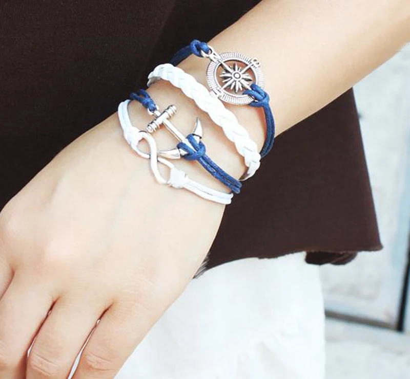 Infinity Bracelets The Comp Anchor Sea Multi Layer Infinity Bracelets The Comp Anchor Sea Multi Layer Braided Leather Bracelet Charm In From Jewelry