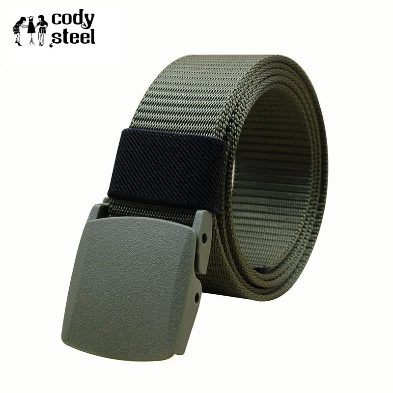 Cody Steel Plastic Buckle Man Belts Canvas Casual Men Brand Belts Solid