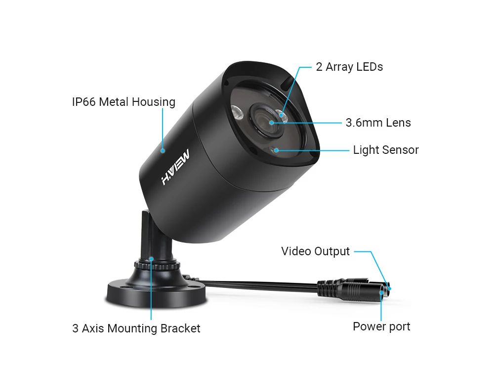 H.View CCTV System 4.0 MP Video Surveillance Kit CCTV Outdoor 4CH DVR CCTV Camera Set  Home Security Wireless Cameras (14)