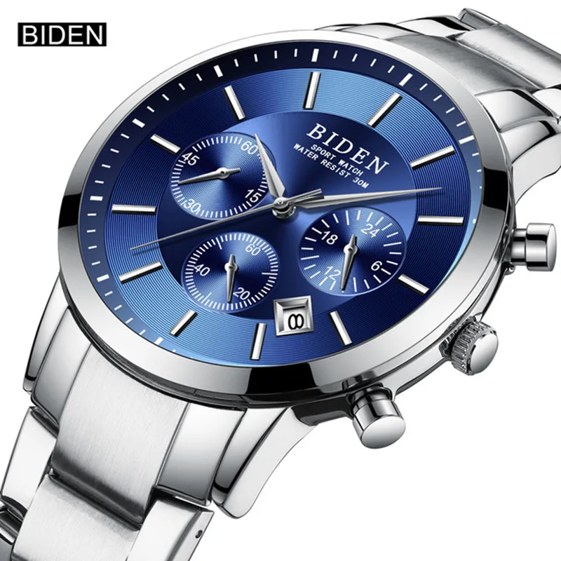 

BIDEN Top Brand Men Fashion Sport Quartz Watches Clock Luxury Full Steel Waterproof Business Wrist Watch Relogio Masculino