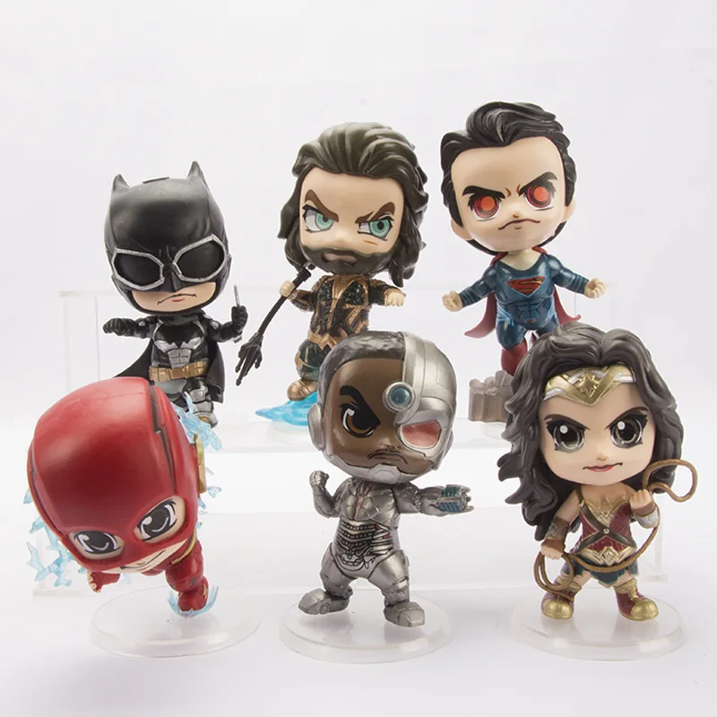 10 см Wonder Woman Batman Aquaman Action фигура супергероя вспышка Супермен киборг Justice-League Comics Lovers ПВХ Модель игрушки